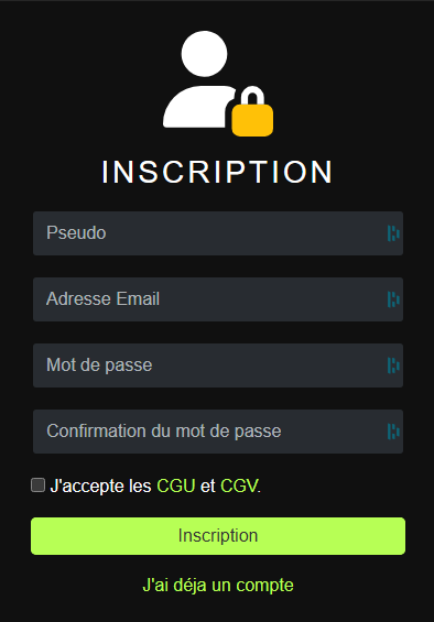 inscription étape 2